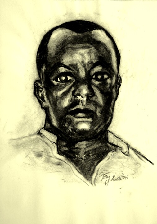 Dibujo titulada "Retrato" por Tay Aguilar, Obra de arte original, Carbón