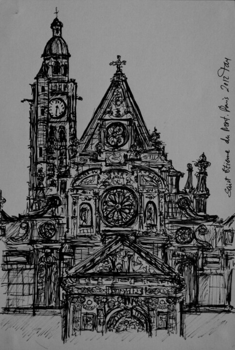 Drawing titled "Saint-Ettiene-du-Mo…" by Tay Aguilar, Original Artwork, Ink