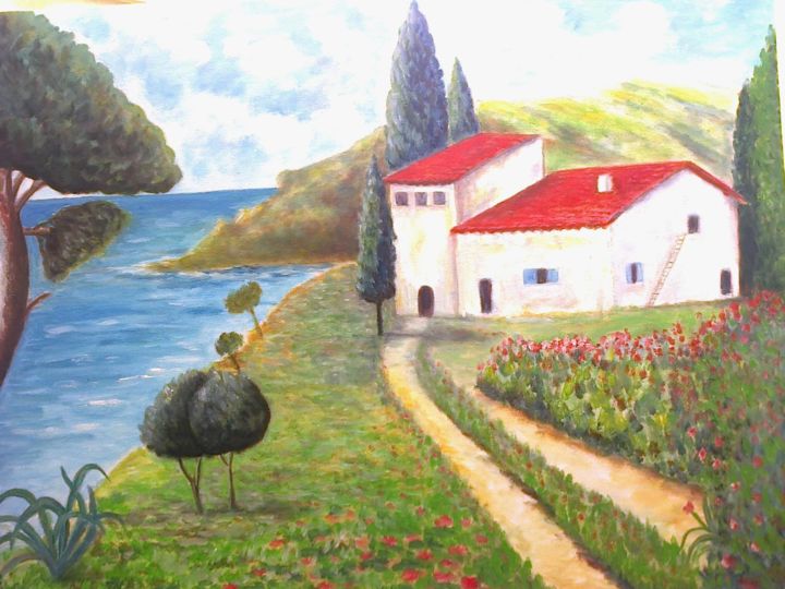 Painting titled "Nature" by Tayeb Belhoucine, Original Artwork, Oil