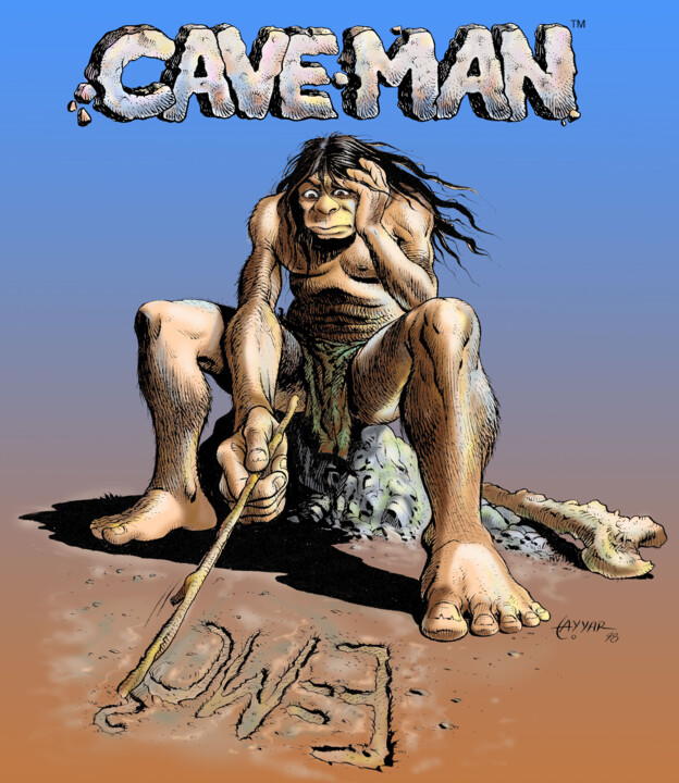 Digitale Kunst mit dem Titel "Caveman E=MC2" von Tayyar Özkan, Original-Kunstwerk, 2D digitale Arbeit