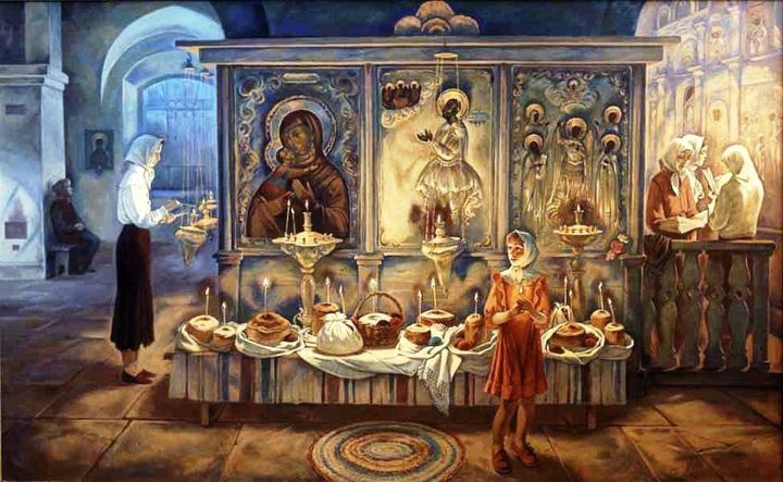 Painting titled "Easter in the Great…" by Viktor Bychkov, Original Artwork, Oil