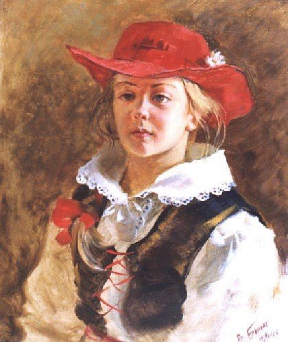 Painting titled "Portrait of the dau…" by Viktor Bychkov, Original Artwork, Oil