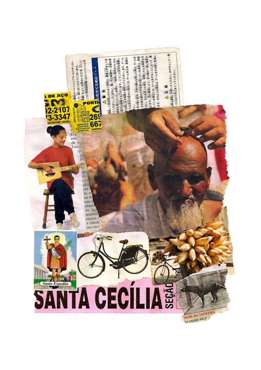 Collages intitolato "Bote fé, toco uma m…" da Tchago Martins, Opera d'arte originale, Collages