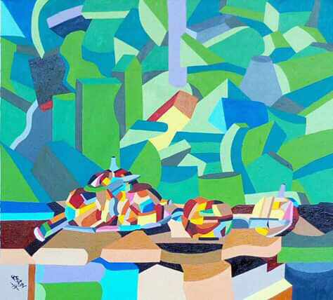 绘画 标题为“Le désert sur table” 由Forest Tchantchui Tchoualong, 原创艺术品, 油