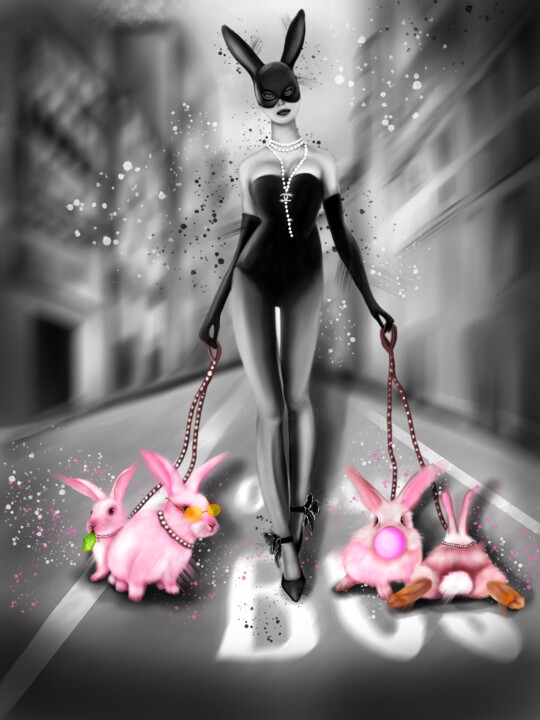 Digital Arts titled "Sunny Bunny Day" by Td'21, Original Artwork, Digital Painting