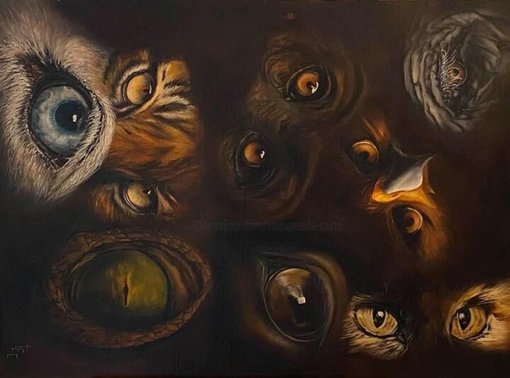 Peinture intitulée "Le règne animal dan…" par Tec, Œuvre d'art originale, Huile