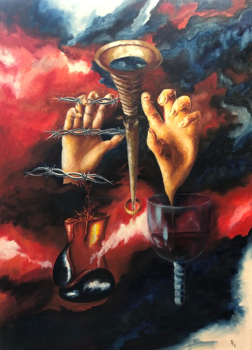 Pintura titulada "La trahison" por Tec, Obra de arte original, Oleo Montado en Bastidor de camilla de madera