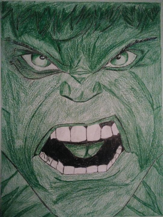 Drawing titled "Hulk" by Teddy Loubry, Original Artwork, Pencil