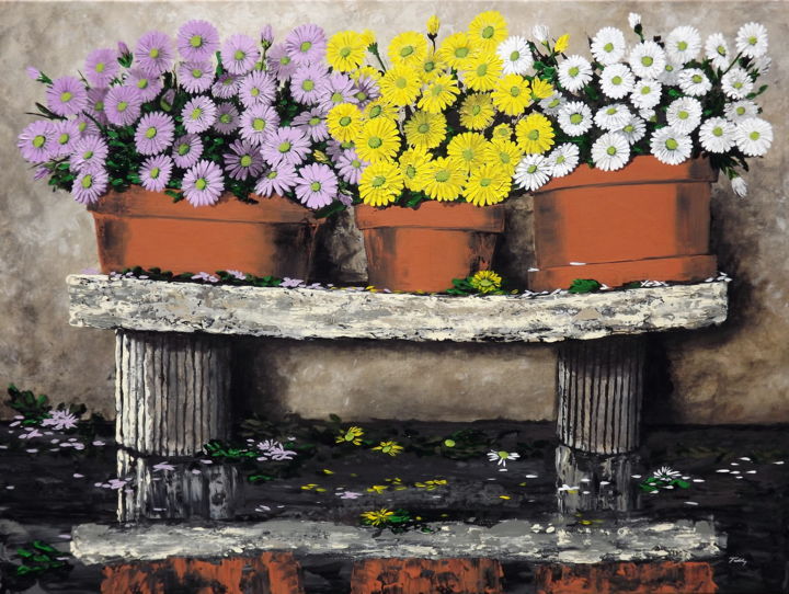 Peinture intitulée "old-bench.jpg" par Teddy Brown, Œuvre d'art originale, Acrylique