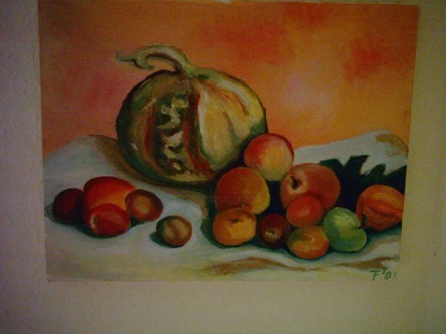 Painting titled "Kürbis o. Pumpkin" by Teresa Falkenberg, Original Artwork