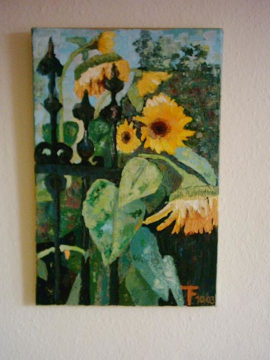 Painting titled "Sunflowers" by Teresa Falkenberg, Original Artwork