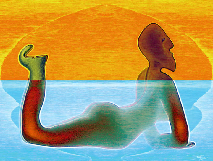 Arts numériques intitulée "SEA AND SUN RECTO" par Tegas, Œuvre d'art originale