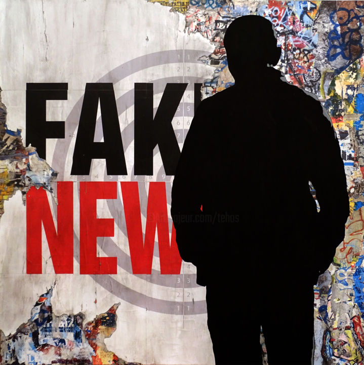 Painting titled "Tehos - Fake news" by Tehos, Original Artwork, Acrylic