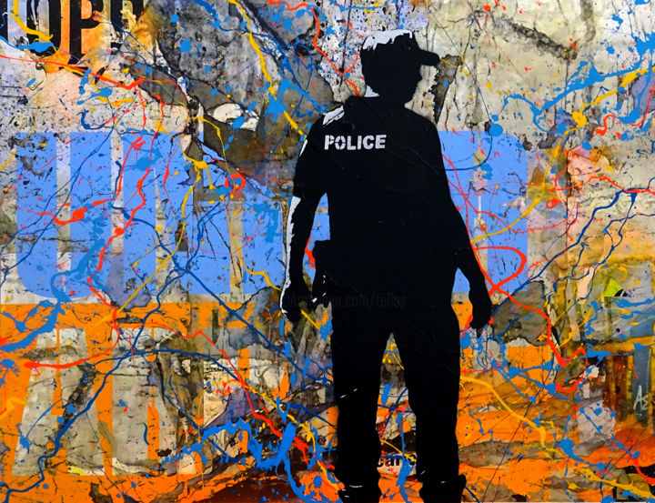 Painting titled "Under arrest -" by Tehos, Original Artwork, Acrylic