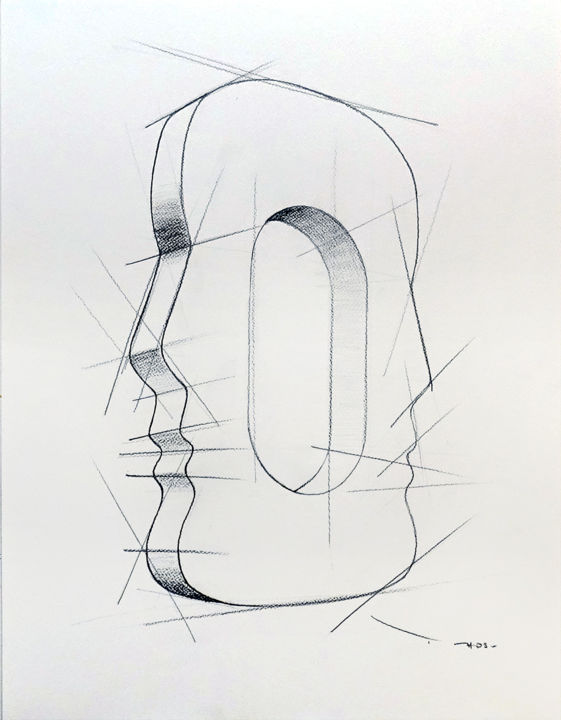 Drawing titled "Tehos - Double thou…" by Tehos, Original Artwork, Graphite