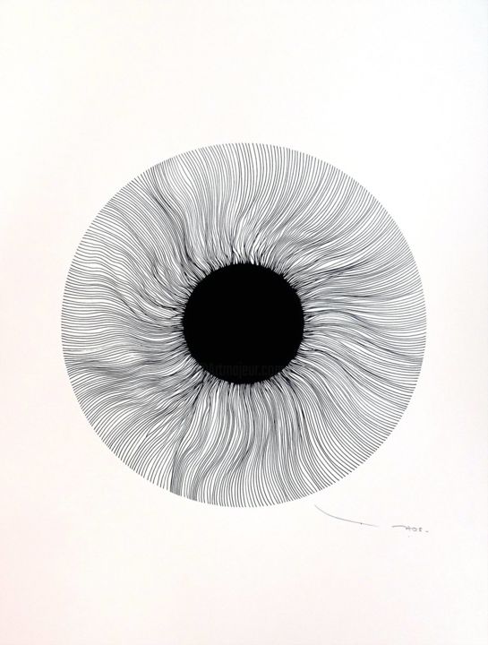 Dibujo titulada "Tehos - Black eye 07" por Tehos, Obra de arte original, Tinta