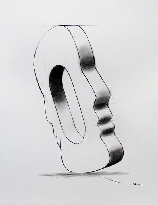 Drawing titled "Tehos - Double Thou…" by Tehos, Original Artwork, Charcoal