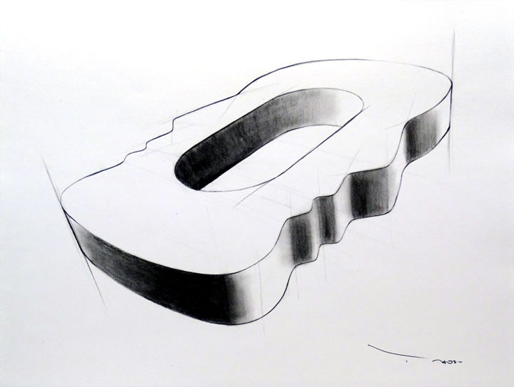 Drawing titled "Tehos - Double Thou…" by Tehos, Original Artwork, Charcoal