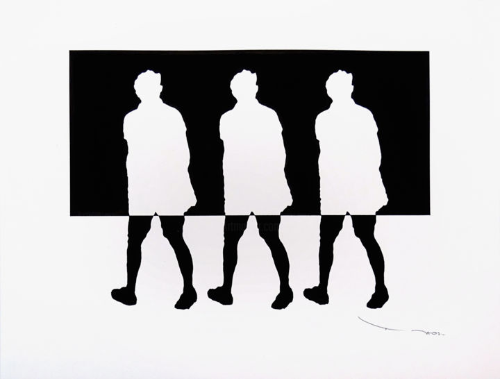 Drawing titled "Tehos - Three walki…" by Tehos, Original Artwork, Ink