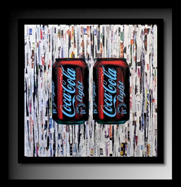 Painting titled "Two Cans of Diet Co…" by Tehos, Original Artwork, Oil