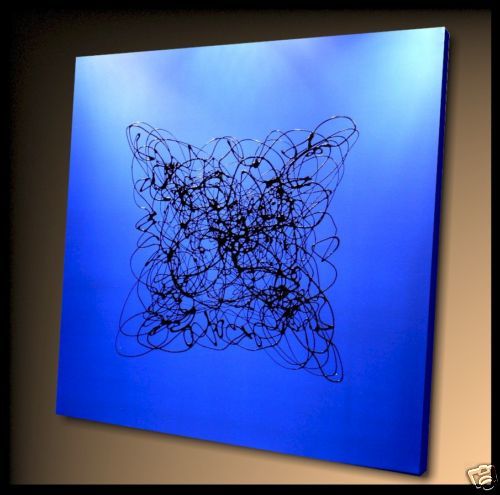 Painting titled "Bichromme Blue 09" by Tehos, Original Artwork, Oil