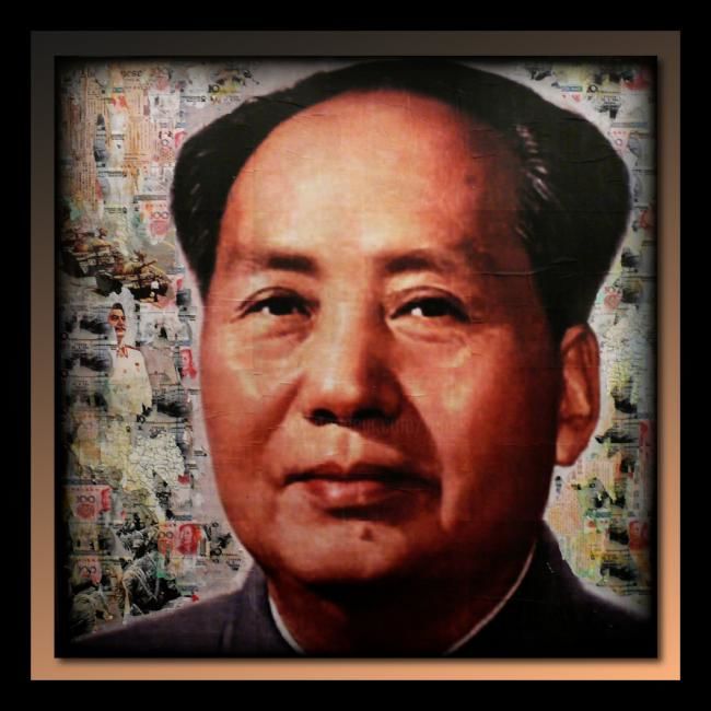 Pittura intitolato "Mao was here" da Tehos, Opera d'arte originale, Olio