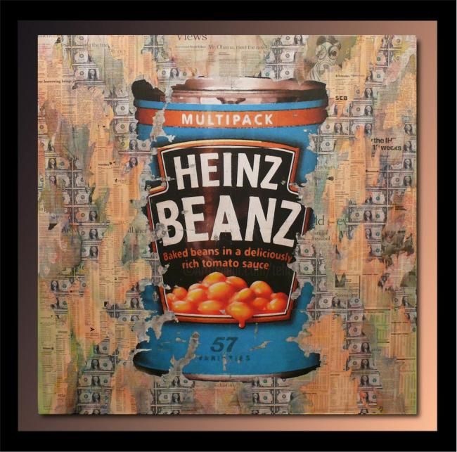Painting titled "Backed Beans 04" by Tehos, Original Artwork, Oil