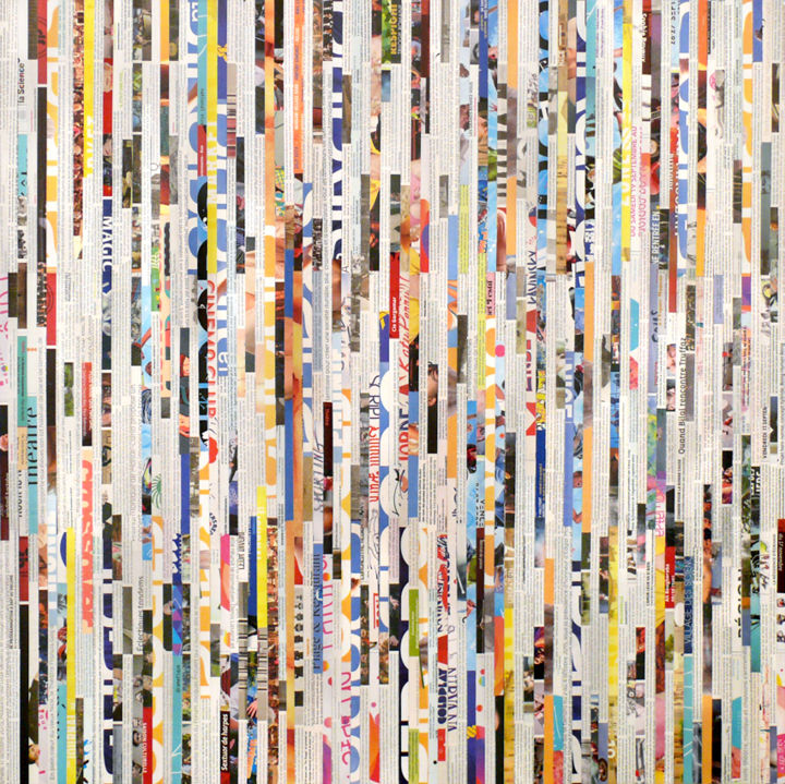 Collagen mit dem Titel "Indeterminate lines" von Tehos, Original-Kunstwerk, Scherenschnitt