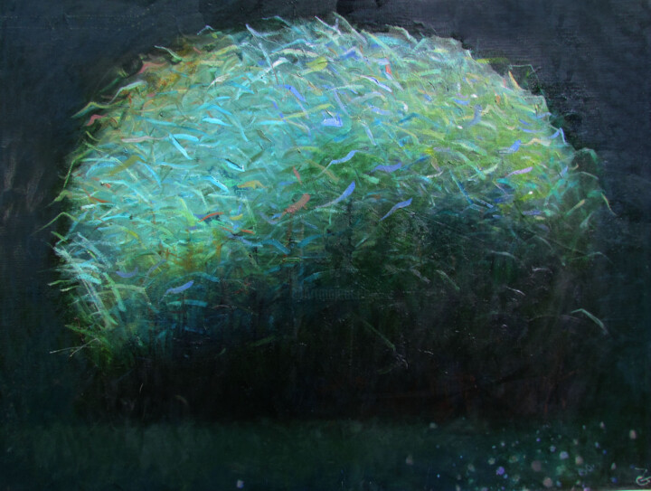 Painting titled "Reed bush" by Teimuraz Gagnidze, Original Artwork, Oil