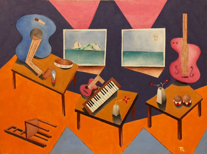 Pintura intitulada "Mesas de Músico (Mu…" por Teixeira Leite, Obras de arte originais, Óleo