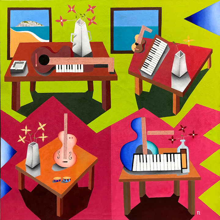 Pintura intitulada "Mesa de Músico XLII…" por Teixeira Leite, Obras de arte originais, Óleo