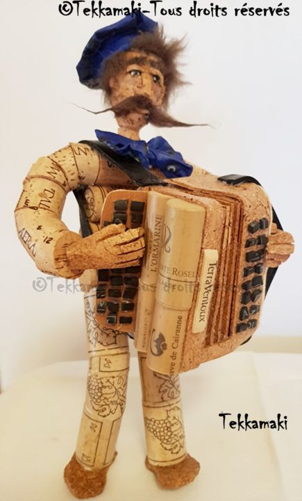 Sculpture titled "L'accordéoniste" by Tekkamaki, Original Artwork