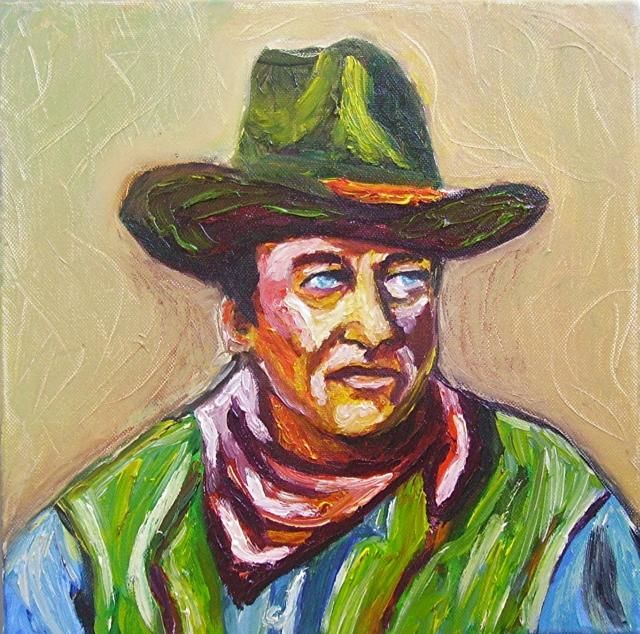 제목이 "John Wayne"인 미술작품 Tekkamaki로, 원작, 기름