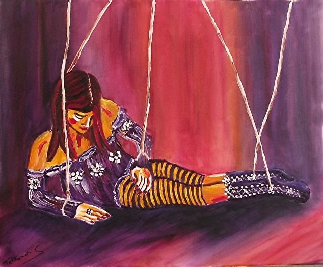 Painting titled "La Marionnette" by Tekkamaki, Original Artwork, Oil