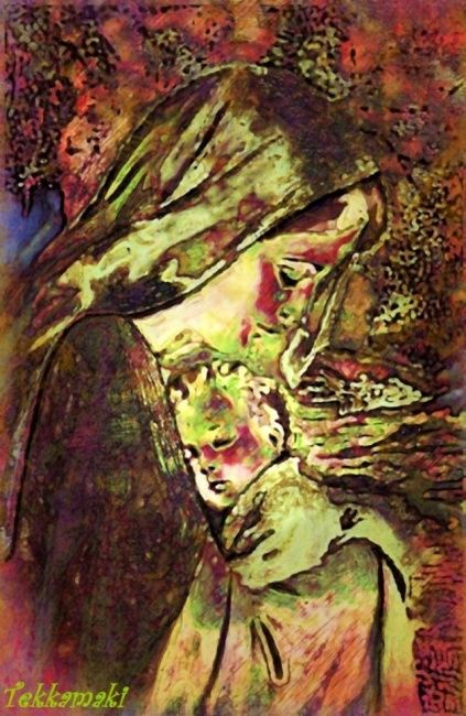 Arte digitale intitolato "La Mère et L'Enfant" da Tekkamaki, Opera d'arte originale, Pittura digitale