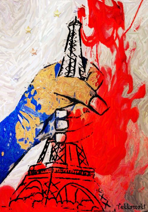 Drawing titled "Paris debout" by Tekkamaki, Original Artwork