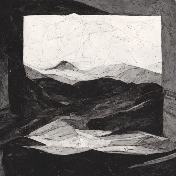 Malerei mit dem Titel "The black mountains" von Teleb A, Original-Kunstwerk, Acryl