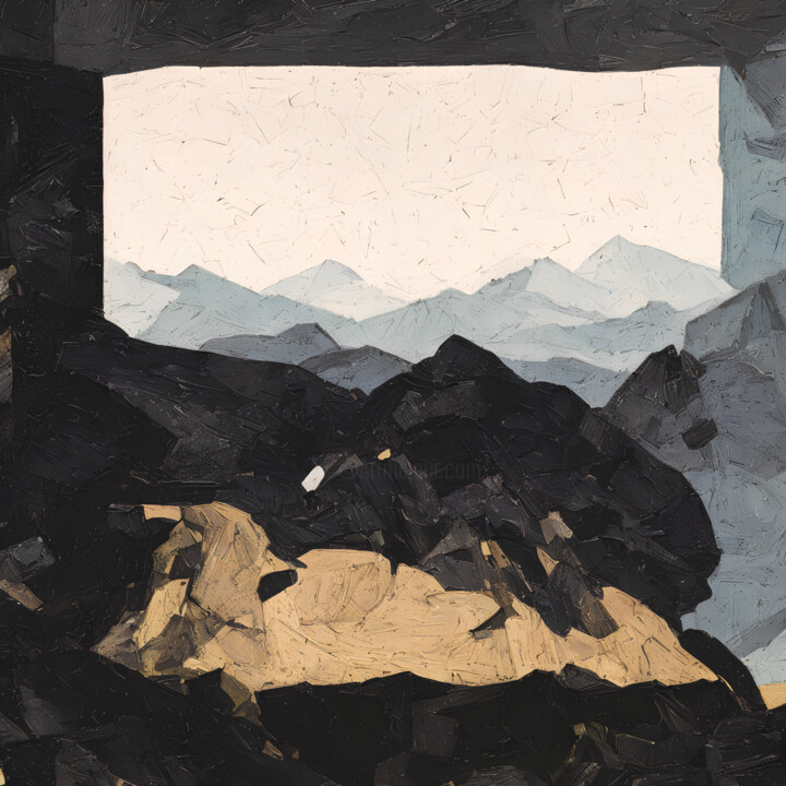 Peinture intitulée "The black mountains…" par Teleb A, Œuvre d'art originale, Acrylique
