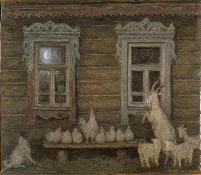 Painting titled "Недокрашенное окно" by Vladimir Telin, Original Artwork, Oil