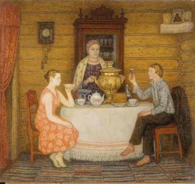 Painting titled "Тещины блины" by Vladimir Telin, Original Artwork, Oil