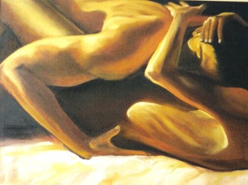 Картина под названием "CASAL" - Telma Weber, Подлинное произведение искусства, Масло