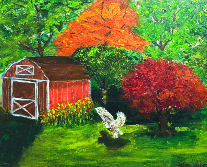 Pintura intitulada "Q- 292- Backyard" por Telma Weber, Obras de arte originais, Acrílico