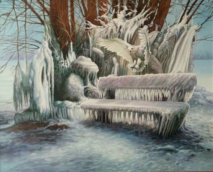 Painting titled "Ice predator" by Temi, Original Artwork, Oil