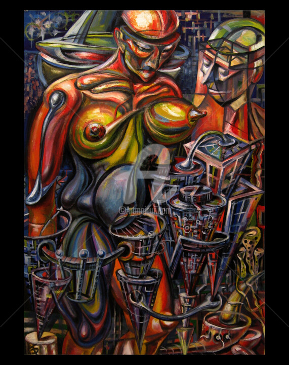 Pintura titulada "Mother city 2" por Temo D, Obra de arte original, Oleo