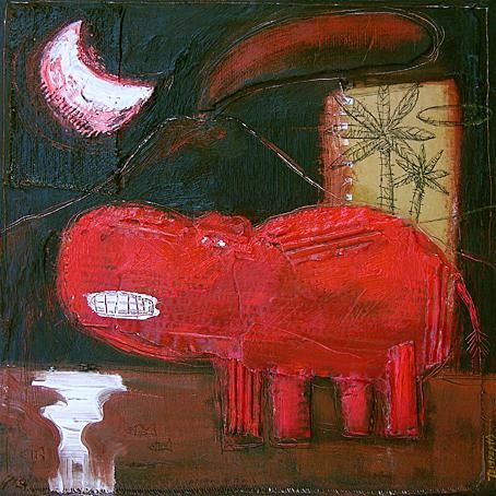 Painting titled "Notturno Africano" by Franco Tempesta, Original Artwork