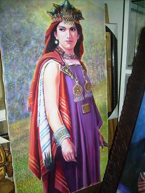 Malerei mit dem Titel "Dihya la reine bérb…" von Said Tennich, Original-Kunstwerk