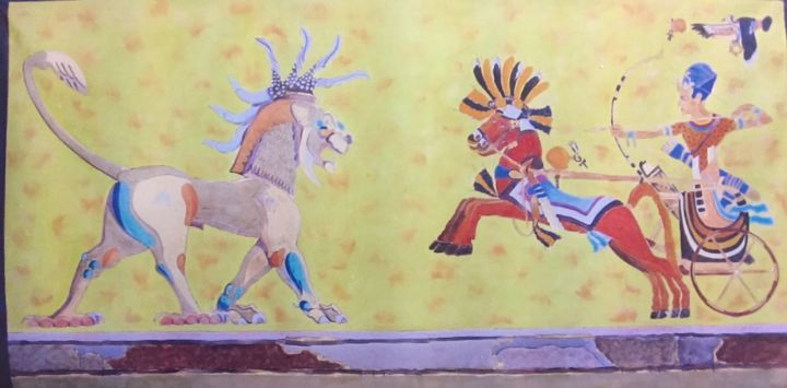Pittura intitolato "Toutânkhamon chassa…" da Sergio De Nice, Opera d'arte originale, Acrilico