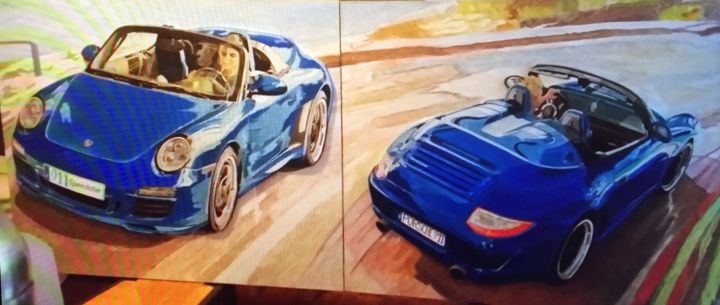 Painting titled "Porsche 911 SPEEDST…" by Sergio De Nice, Original Artwork, Oil