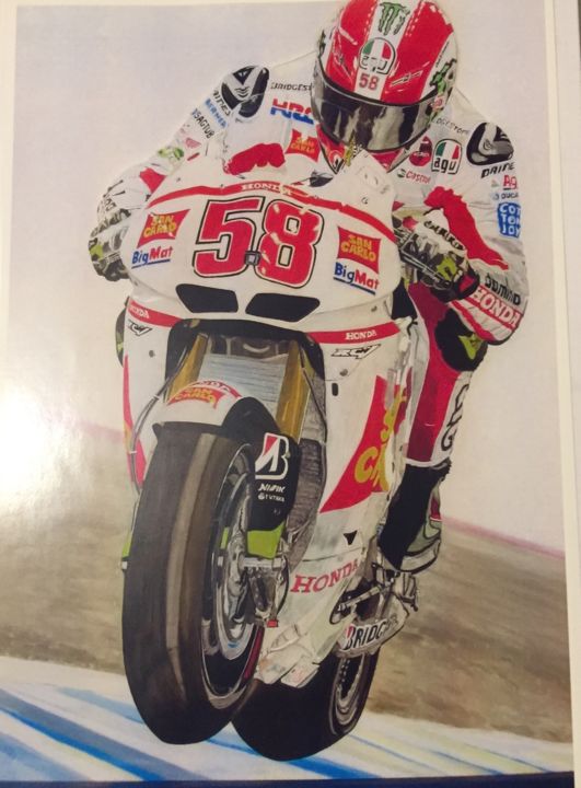 Painting titled "Super-Sic 58 motogp…" by Sergio De Nice, Original Artwork, Oil