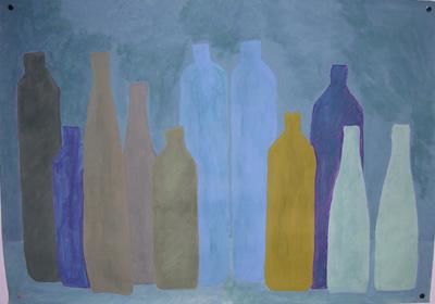 Ζωγραφική με τίτλο "Bottle painting 1" από Paul Stapleton, Αυθεντικά έργα τέχνης, Λάδι